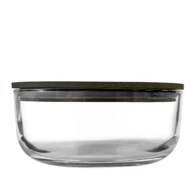 Γυάλινο δοχείο για κεριά με ξύλινο καπάκι, 300ml