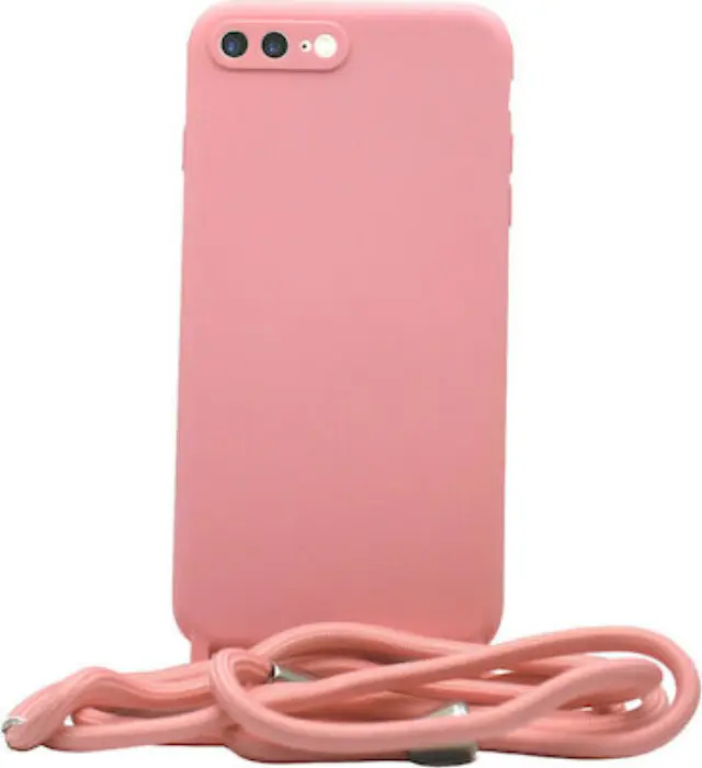 Liquid Silicon Case Με Κορδόνι For iPhone 7/8 Plus Pink