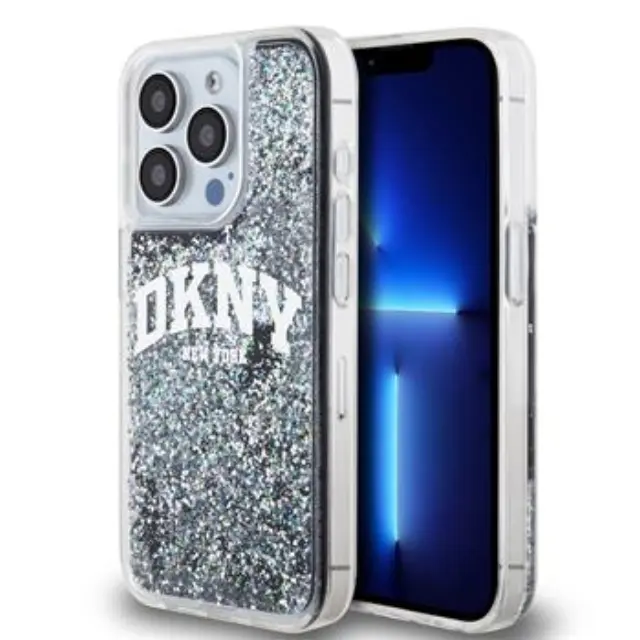 DKNY Liquid Glitter Arch Logo Case for iPhone 15 Pro Black