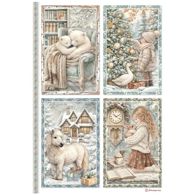 Σετ 6 Ριζόχαρτα ντεκουπάζ Stamperia 21x29cm A4, White Christmas 2