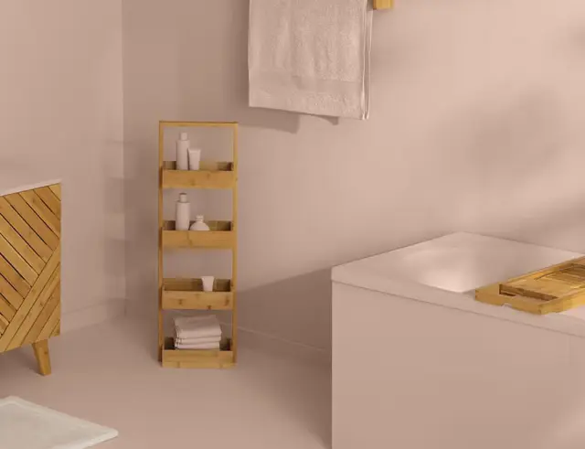 Επιδαπέδια Ραφιέρα Μπάνιου 5Five με 4 ράφια - Ξύλο Bamboo - 28x16x88cm - Απόχρωση Ξύλου 216716020 3