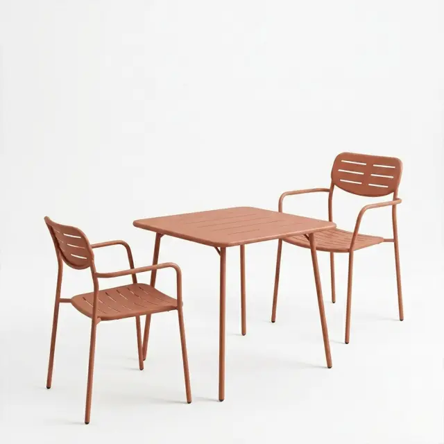 Τραπεζαρία Moraja Deraby pakoworld σετ 3τεμ terracotta μέταλλο 70x70x73εκ 2
