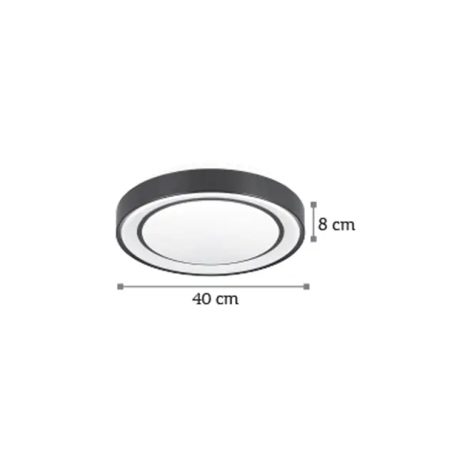 InLight Πλαφονιέρα οροφής LED 27W 3CCT από μαύρο μέταλλο και ακρυλικό D:40cm (42179-Β) 3