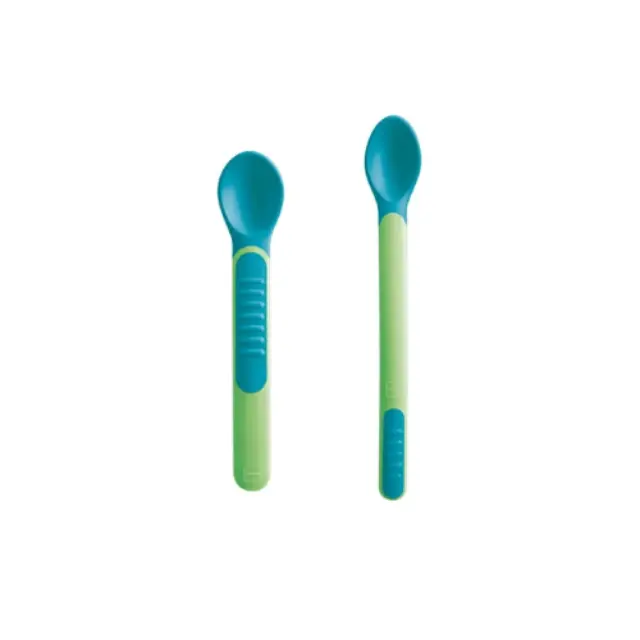 Mam Heat Sensitive Spoons & Cover Θερμοευαίσθητα Κουταλάκια με Προστατευτικό Καπάκι 6+ Μηνών (513U) Πράσινο, 2τμχ
