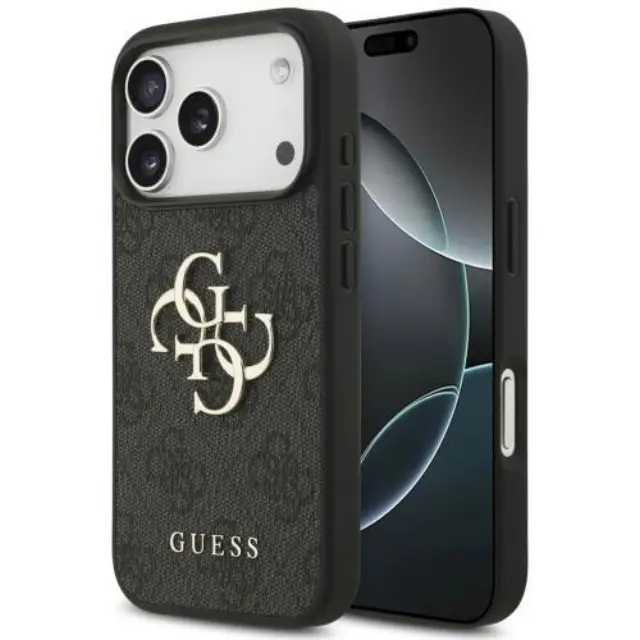 Θήκη PU Guess Apple iPhone 18 Pro/ 17 Pro Hardcase Big Logo 4G Μαύρο N69230