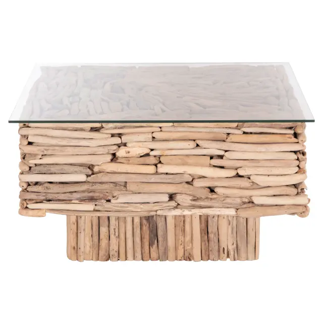 Τραπέζι σαλονιού τετράγωνο Sparrow DRIFTWOOD--γυαλί 95x95x51,5 εκ. 3