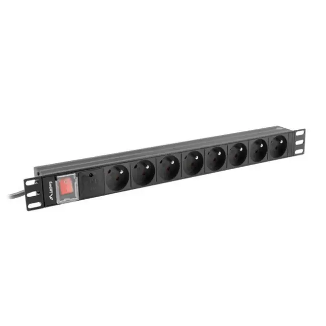 Lanberg PDU 19" 1U 16A 2m 8x French Outlets Black (PDU-08E-0200-BK)
