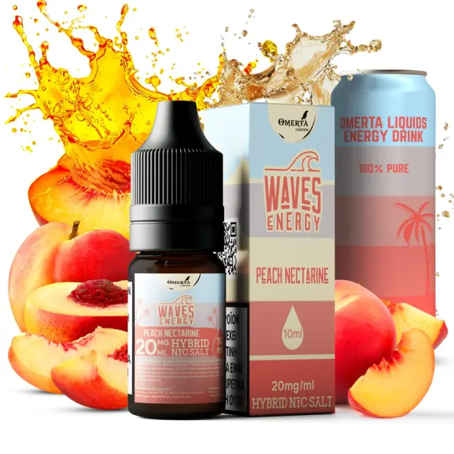 Peach Nectarine 10ml Hybrid Nic Salt - Waves Energy by Omerta 10mg 2