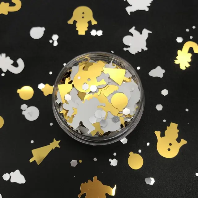 Chunky glitter 20gr, Christmas mix, χρυσό-ασημί