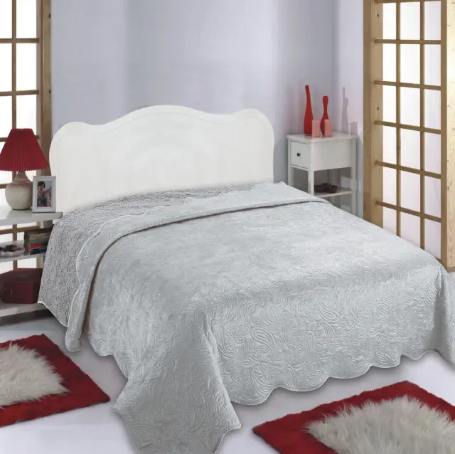 Κουβέρτα βελούδο με sherpa NX2211 (240cm x 260cm) light grey - -