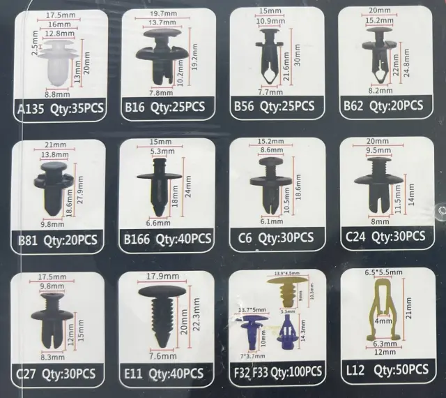 Σετ συνδετήρες αυτοκινήτου 13 τύπων - 545pcs - 180263 2