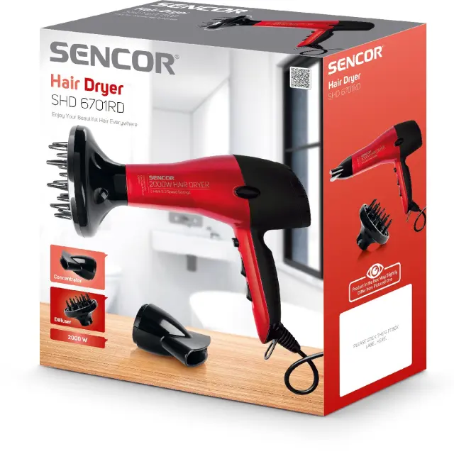 Σεσουάρ Μαλλιών 2000W Sencor SHD 6701RD Κόκκινο 2