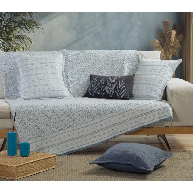 Nef-Nef Homeware Ριχτάρι Τριθέσιου Καναπέ Ishmar 170x300 Blue