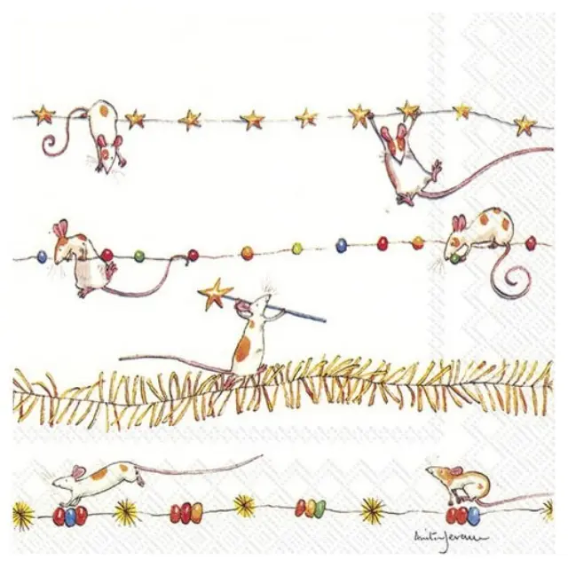 Χριστουγεννιάτικη χαρτοπετσέτα για decoupage, Mice garland