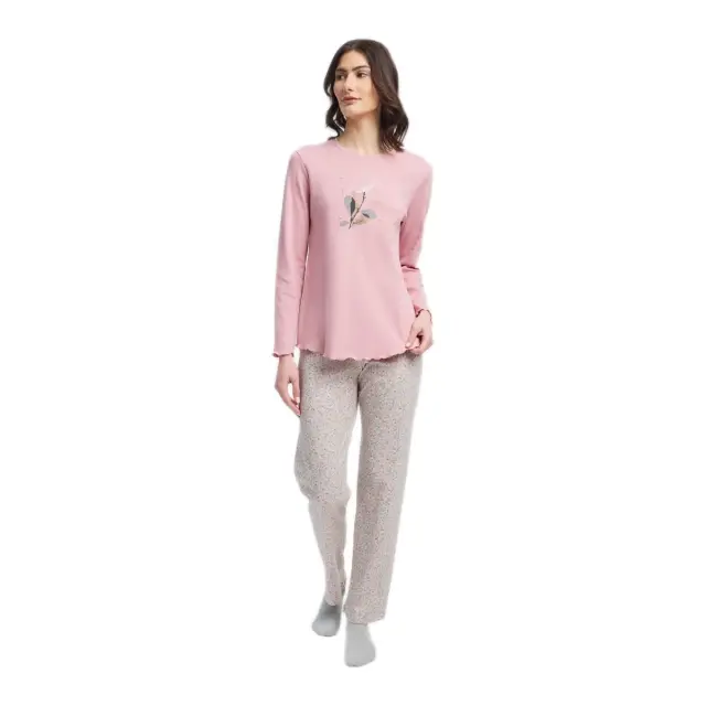 Minerva Γυναικεία Πυτζάμα Tiny Floral, Χρώμα Pink Dusty
