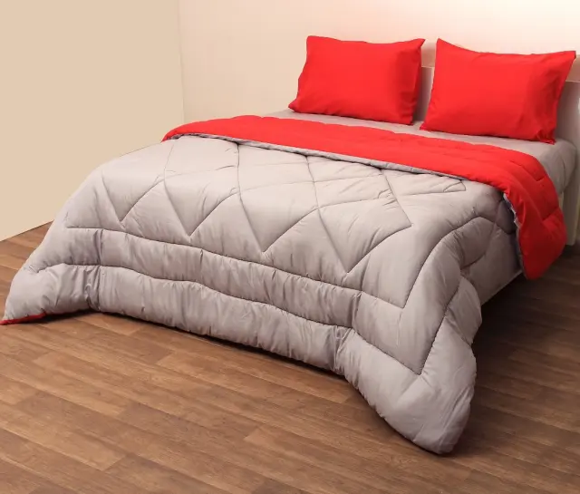 Πάπλωμα 160Χ240 Μονό 2 Οψεων Microfiber Viopros Γκρι-Κόκκινο