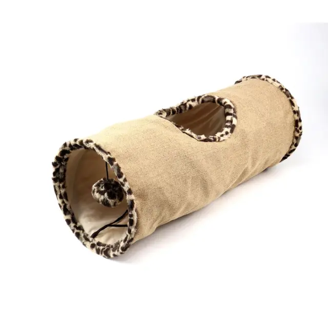 Τούνελ Παιχνίδι Γάτας Μπεζ Λεοπαρ 60x25cm