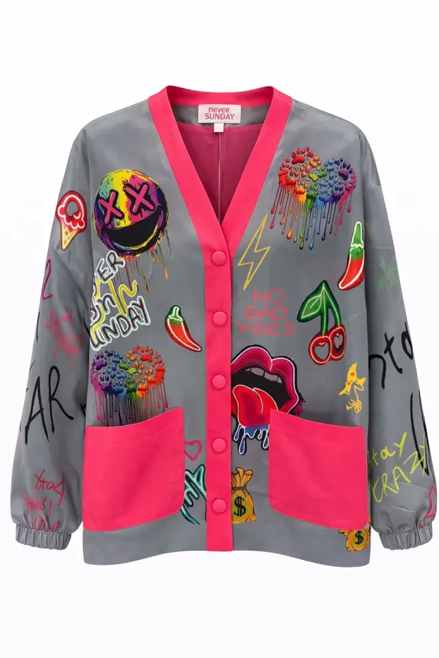 Never On Sunday “No Bad Vibes” Jacket (151065012-DARK-GREY) - M 3