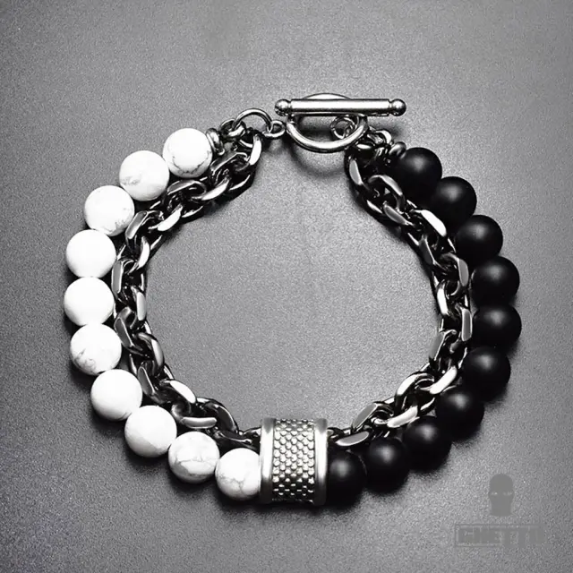 Ghetto Natural Map Stone Beaded Bracelet White