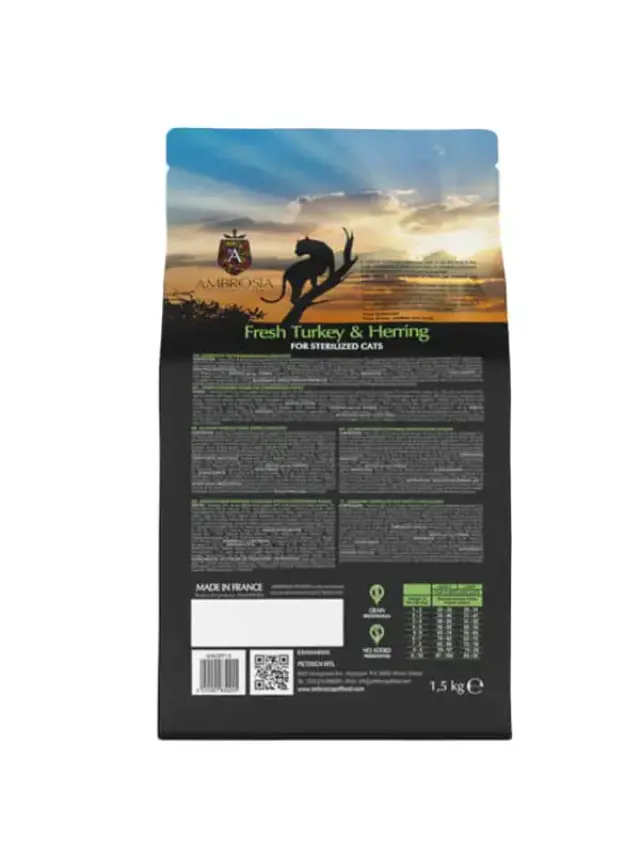 Ambrosia Grain Free Cat Adult Light & Sterilised Fresh Turkey & Herring 1.5Kg Μονόχρωμο 3