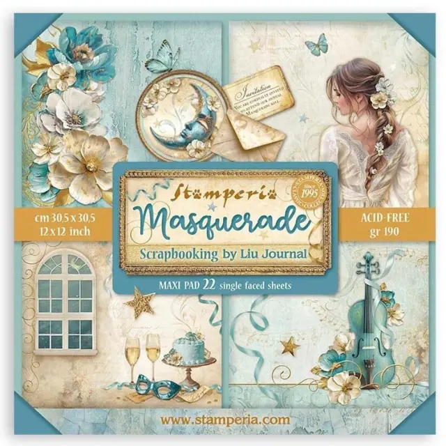 Χαρτιά scrapbooking 22τεμ μονής όψης, 30,5x30,5cm Stamperia, Masquerade