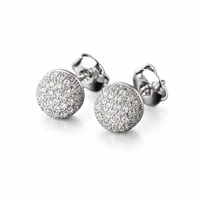 Ghetto 2024 Hip Hop Jewelry Round Stud Earrings Iced Out Silver