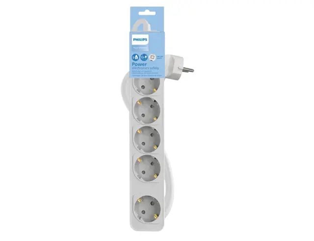 Πολύπριζο Philips - 5x Schuko - Με Διακόπτη On/Off - Παιδική Προστασία - Καλώδιο 1.5m - Λευκό1150102-0027 2