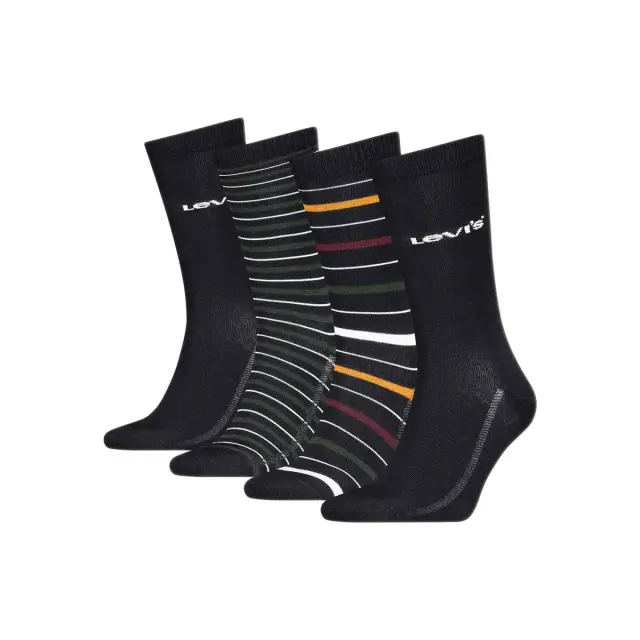 Levi's Ανδρικές Κάλτσες Regular Cut Stripe Giftbox - 4 Ζεύγη, Χρώμα Black Combo - 39-42