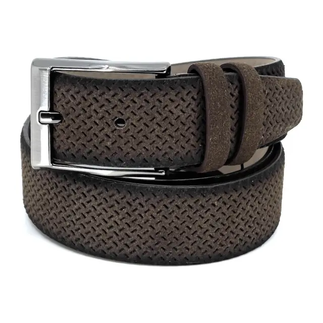 Καφέ Ζώνη P.U. Leather Τύπου Suede 3,5 cm - 110cm