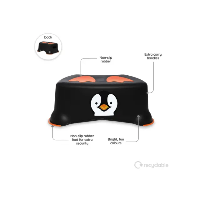MYCARRYPOTTY My Little Step Stool - Εκπαιδευτικό σκαλοπατάκι / Πιγκουϊνάκι μαύρο 2