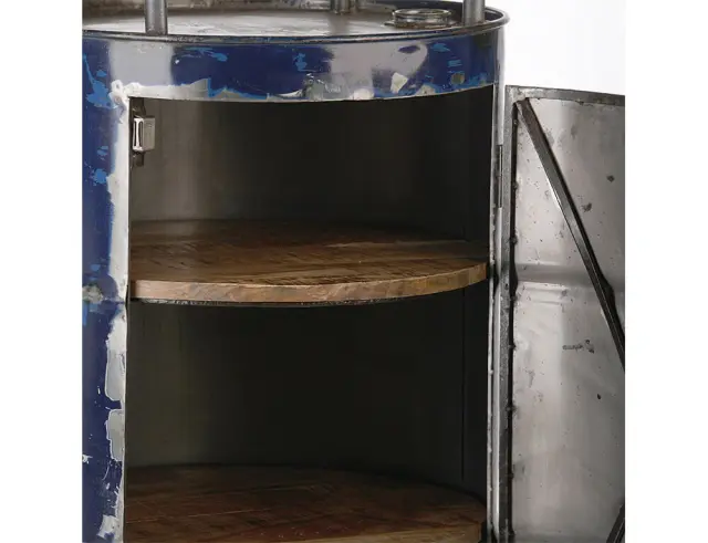 Boηθητικό τραπέζι Barrel (84183) Από Μέταλλο και Ξύλο, με 3 ράφια και διαστάσεις 76x116cm 84183