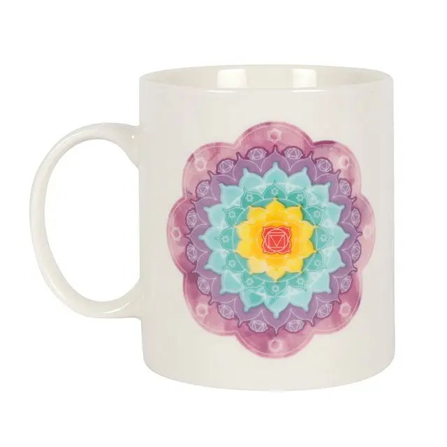 Κούπα Λευκής Πορσελάνης με σχέδιο Seven Chakras Mandala 300ml