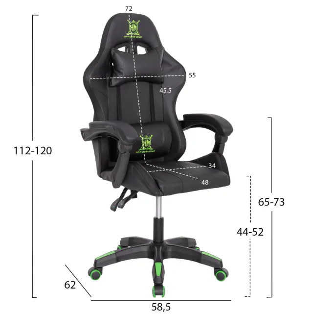 ΠΟΛΥΘΡΟΝΑ GAMING FB91203.03 ΜΑΥΡΟ-ΠΡΑΣΙΝΟ PVC & NYLON 58.5x100x120Υεκ. 2