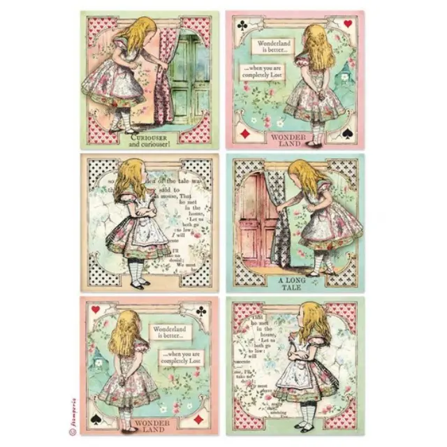 Ριζόχαρτο Stamperia 21x29cm A4, Alice Cards