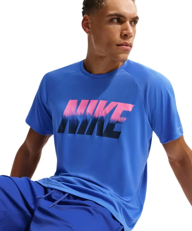 Nike - Ανδρική Αντηλιακή Μπλούζα Short Sleeve Hydroguard NESSG580-434 Μπλε 2