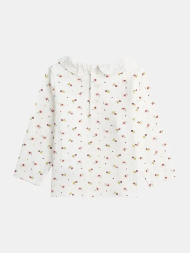 Βρεφική Μπλούζα για Κορίτσια Floral Collar ΜΩΒ 3
