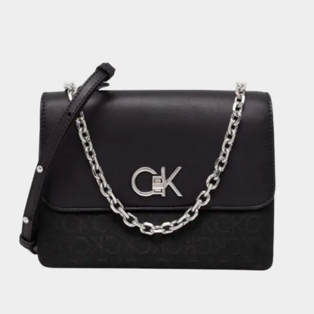 Calvin Klein - Γυναικεία Τσάντα Ck Re Lock Double Gusett K60K611877-0GK Μαύρο