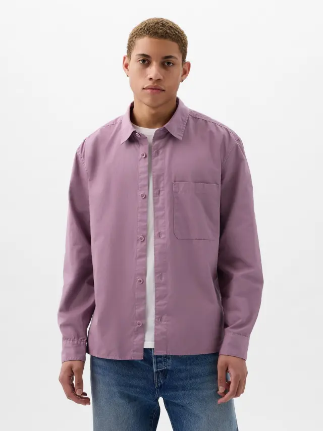 Μωβ Relaxed Twill Πουκάμισο amethyst purple