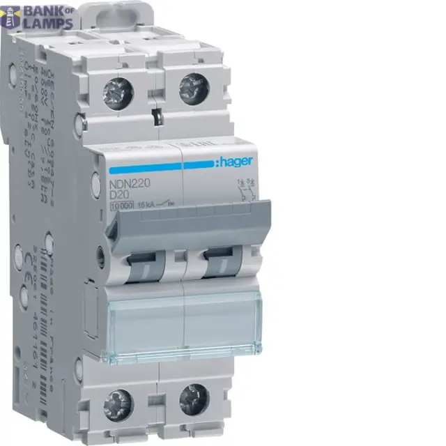 Miniature Circuit Breaker 2P 20A D-Curve 10kA 2M