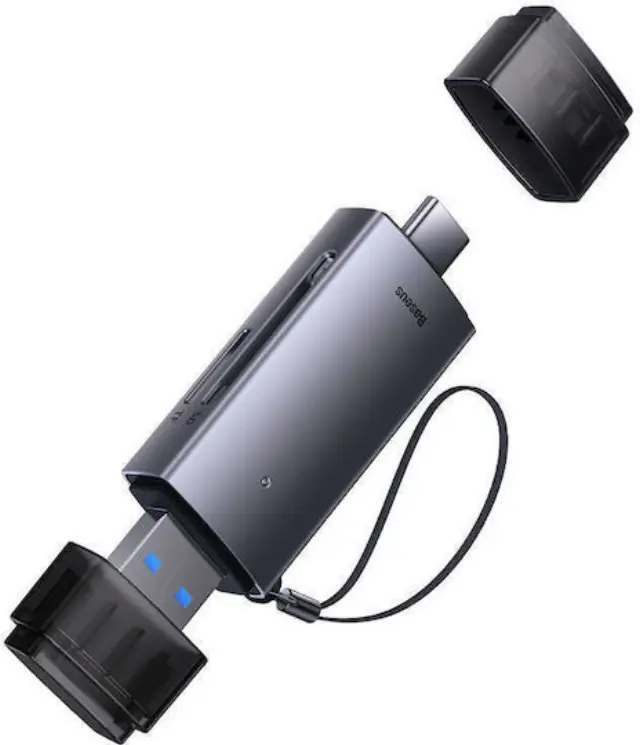 Baseus Συσκευή Ανάγνωσης Καρτών Μνήμης SD/TF, USB + USB-C Lite Series (Γκρι)