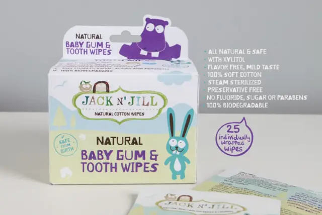 Jack n' Jill Wet Wipes For Gums & Teeth Βρεφική Οδοντόβουρτσα Δαχτύλου για 0m+ 25τμχ 3