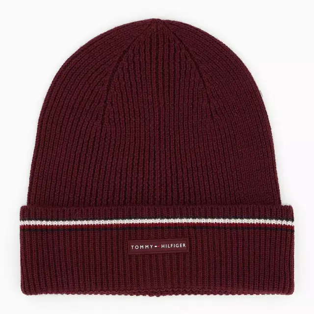 Tommy Hilfiger Beanie Γυναικείο Πλεκτό Σκουφάκι Σκούρο Κόκκινο