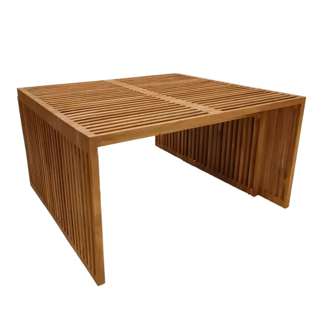 Τραπέζι Tinnie I pakoworld σετ 2τεμ teak ξύλο σε φυσική απόχρωση 2