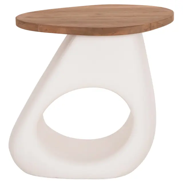 ΒΟΗΘΗΤΙΚΟ ΤΡΑΠΕΖΙ FB94692.02 FIBER CEMENT ΛΕΥΚΟ--ΞΥΛΟ TEAK TOP 47x60x59Υεκ 3