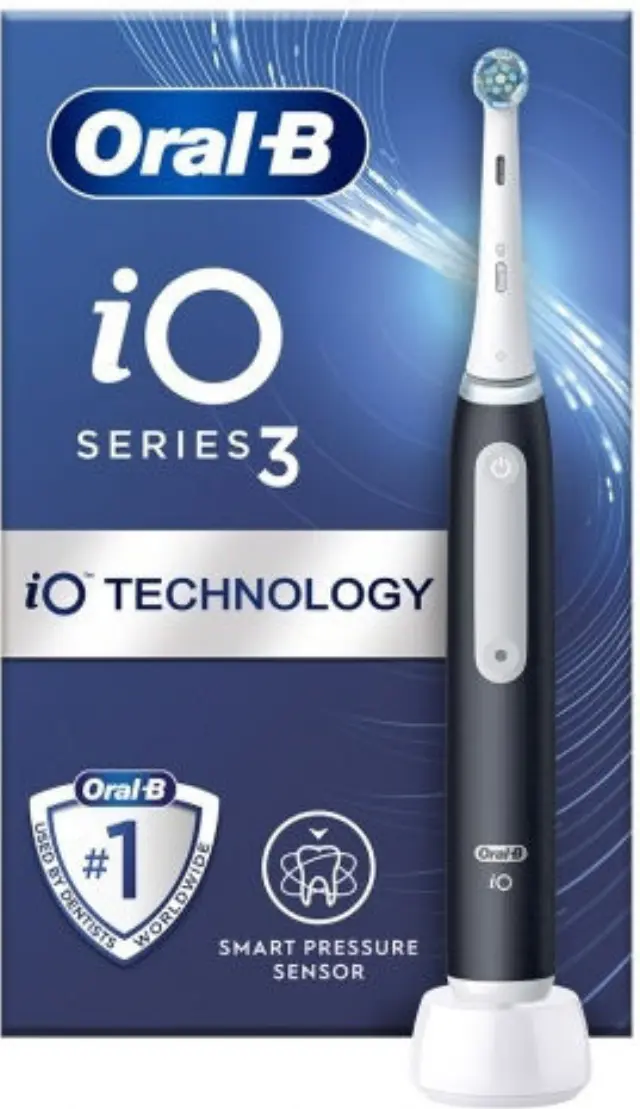 Oral-B iO 3 Magnetic Black Μαύρη Ηλεκτρική Οδοντόβουρτσα, 1 Κεφαλή Βουρτσίσματος, 1 Θήκη Ταξιδιού 3