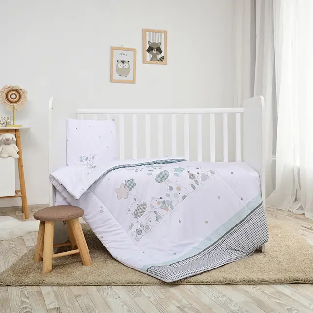 Σετ προίκας μωρού για κούνια "COSY" 5 τμχ Green giraffe Πράσινο