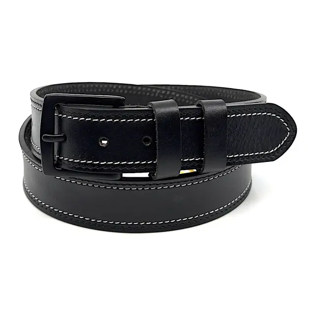 Μαύρη Δερμάτινη Ζώνη Full Grain 4 cm