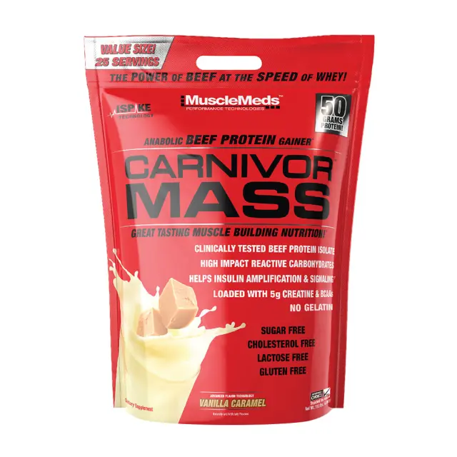 MuscleMeds Carnivor™ Mass 100% Beef Protein Mass Gainer Vanilla Caramel, 25 Servings