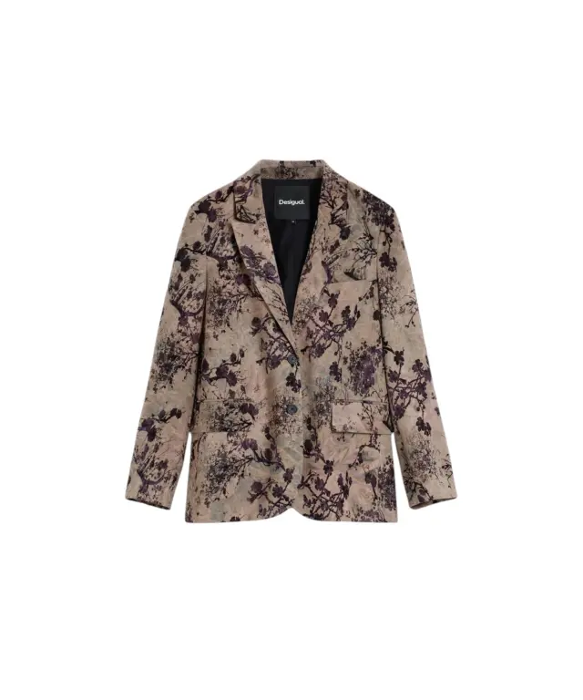 Desigual - Γυναικείο Σακάκι Μπλέιζερ Ame Cherrie 26WWEW45-2044 Καφέ/Πολύχρωμο 3