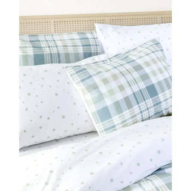 Σετ Σεντόνια 240x260 Υπέρδιπλα Nima Miles Green-White 100% βαμβακερόΧωρίς Λάστιχο 2